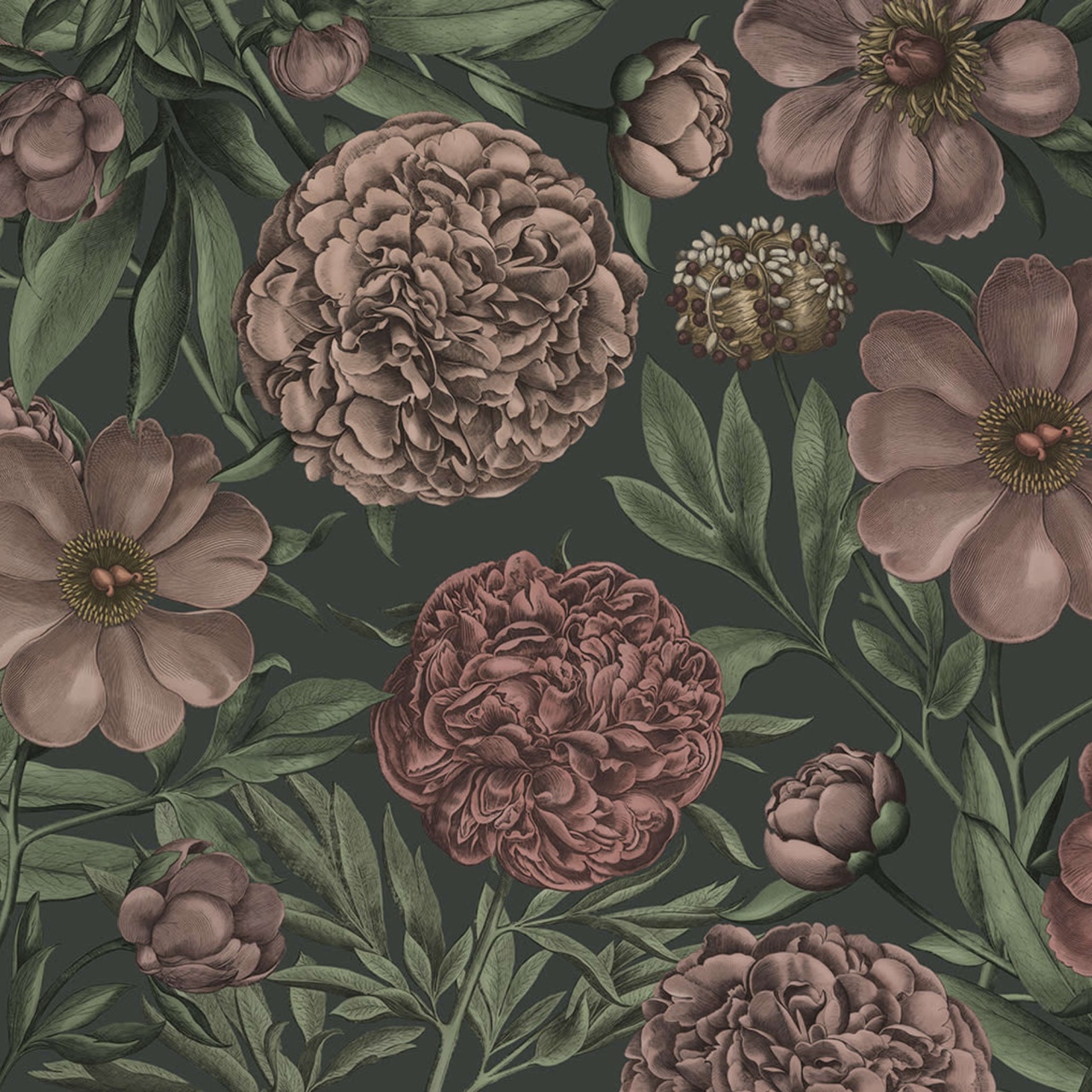 Fototapet, Peony Delight, Midnight, Rebel Walls - 2