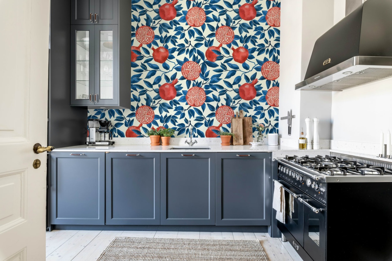 Fototapet, Pomegranate, Blue, Rebel Walls