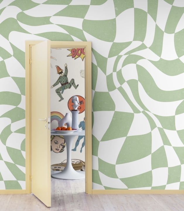 Fototapet, Psychedelic Chess, Green, Rebel Walls
