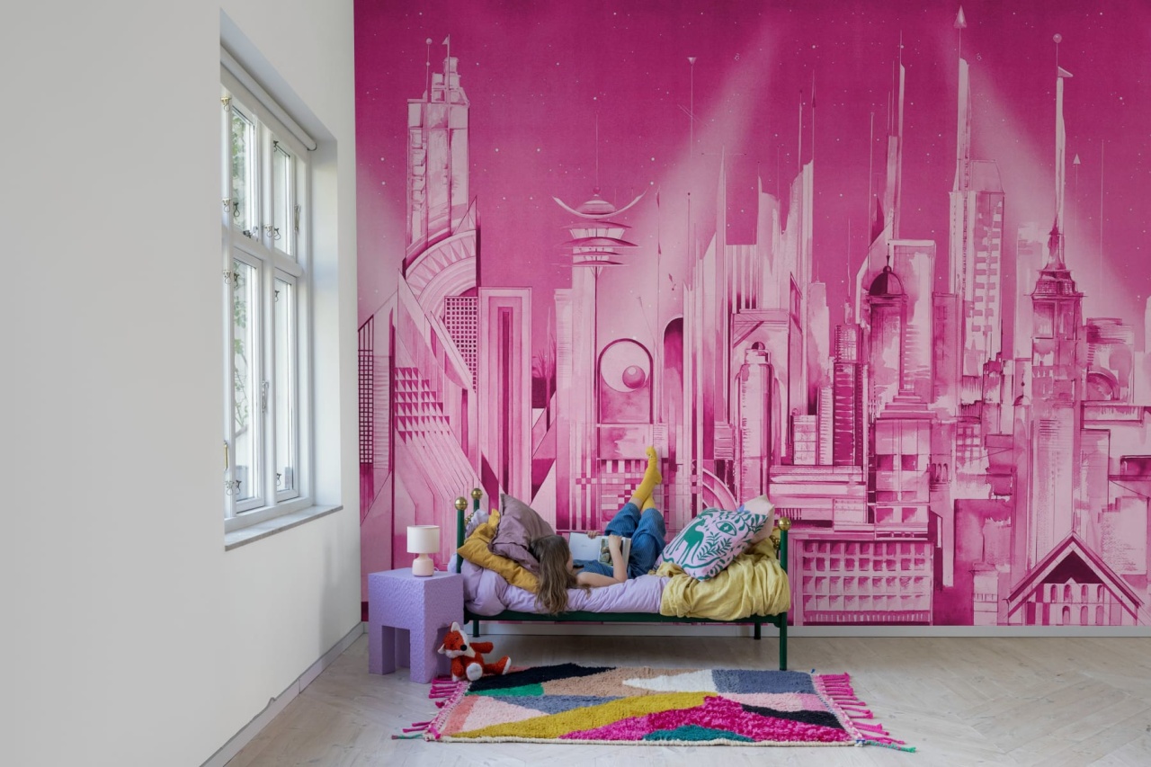 Fototapet, Sci-Fi Town, Pink, Rebel Walls