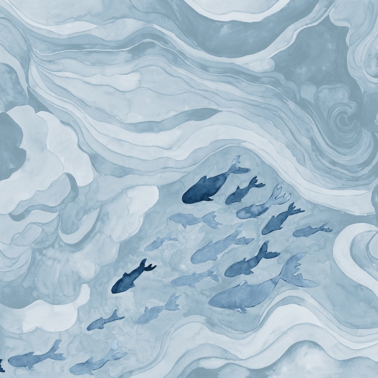 Fototapet, Silent Stream, Light Blue, Rebel Walls - 2