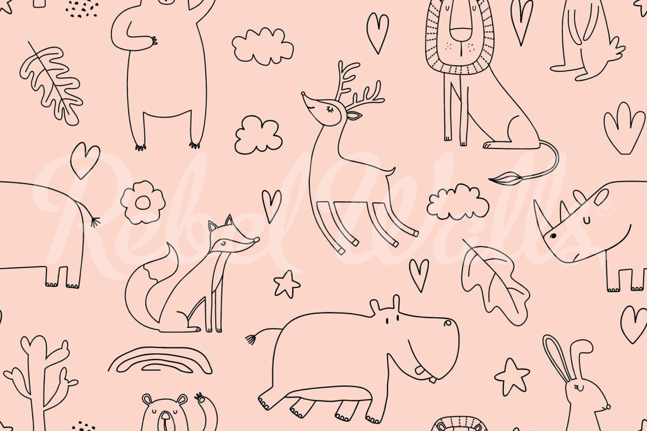 Fototapet, Sketches, Pink, Rebel Walls - 2