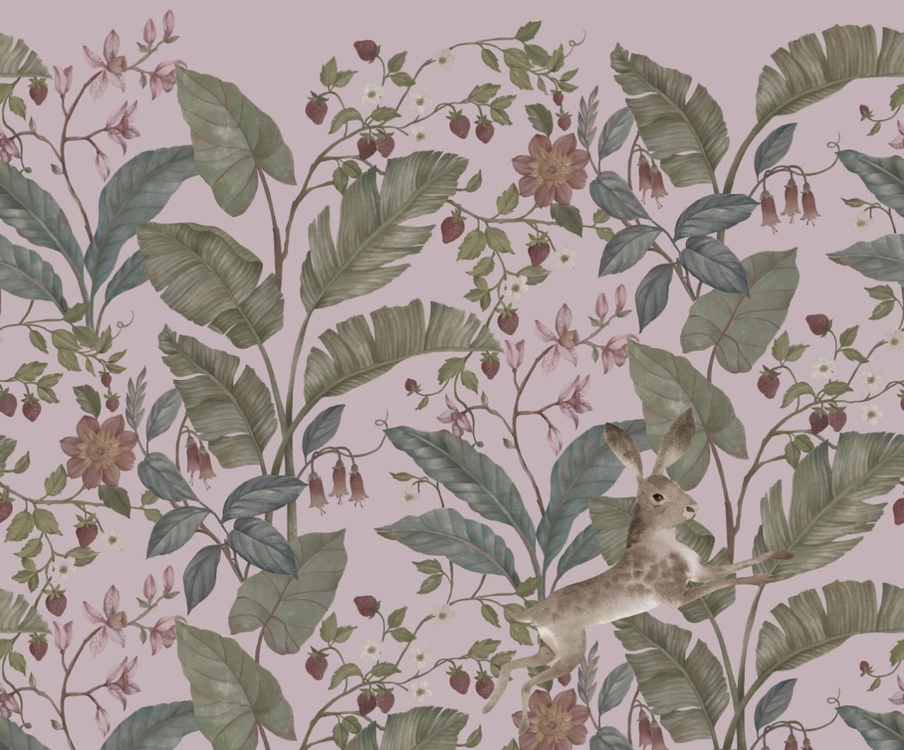 Fototapet, Strawberry Field, Pink, Rebel Walls - 2