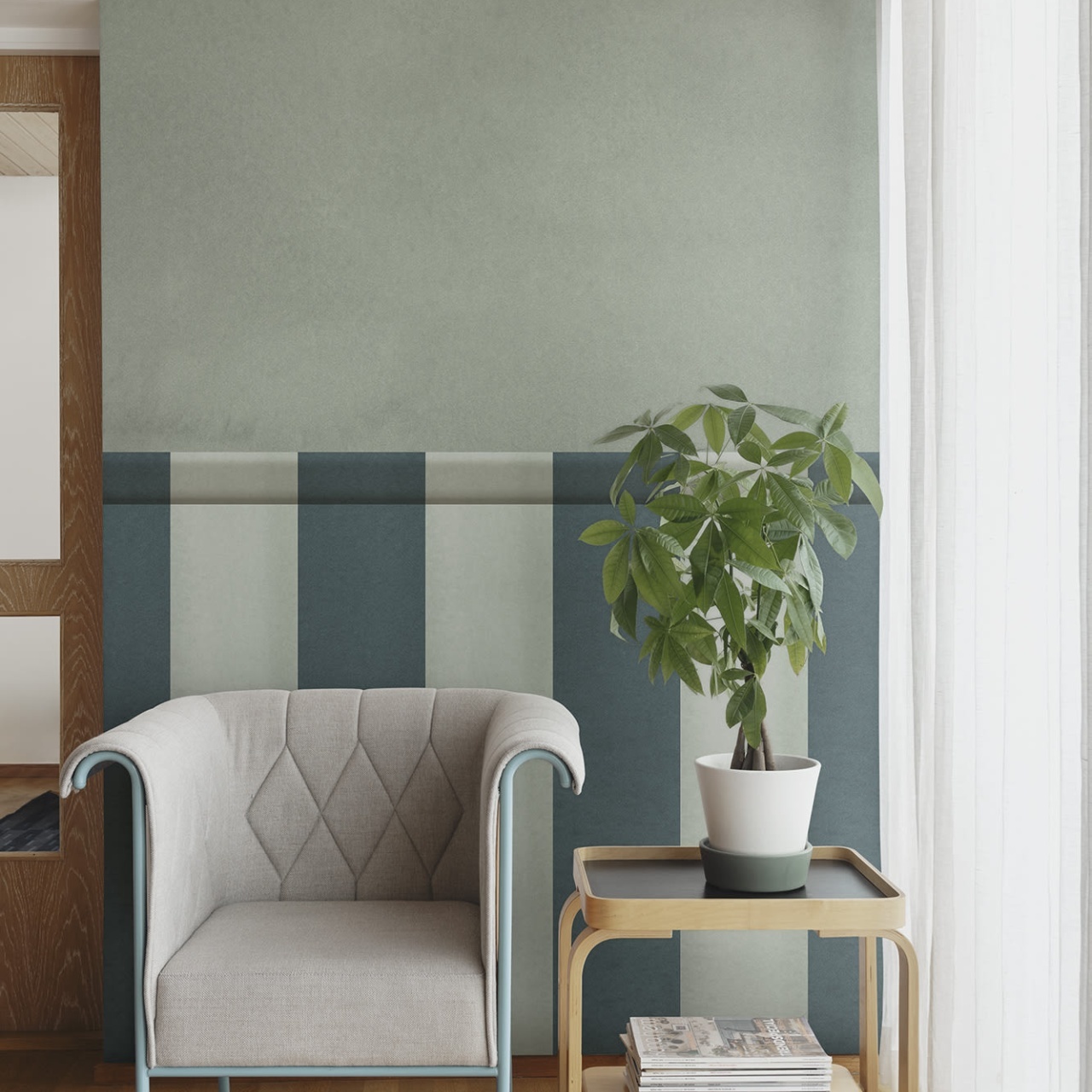 Fototapet, Striped Panel, Green, Rebel Walls - 3