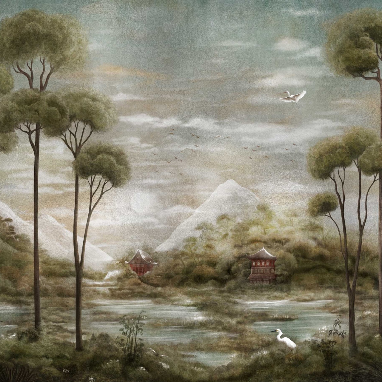 Fototapet Xi Hu Lake, Silver, Coordonne - 2