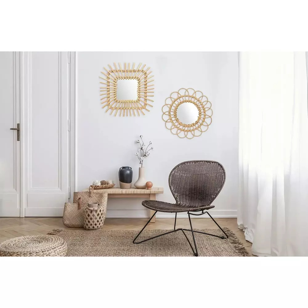 Oglinda rotunda Rea Boho 223K17 rama lemn 34 cm - 2 | YEO