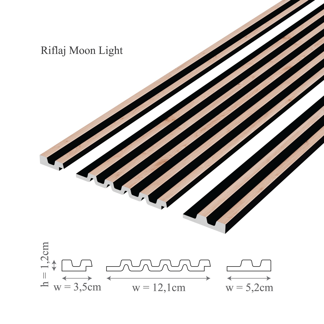 Panou riflaj decorativ 3D din polimer rigid, model Moon Light- 12.2x1.2x270 cm — imaginea 2