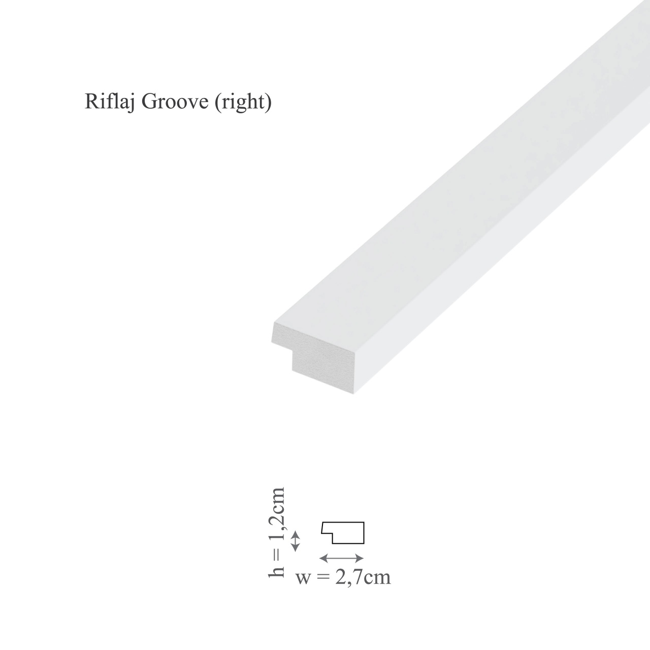 Profil dreapta panou riflaj decorativ 3D, model Groove - 2.7x1.2x290 cm