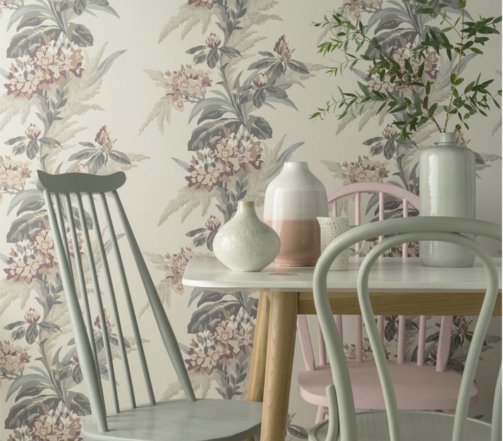 Tapet, Aurora, Beach Pink Luxury Floral, 1838 Wallcoverings, 5.3mp / rola