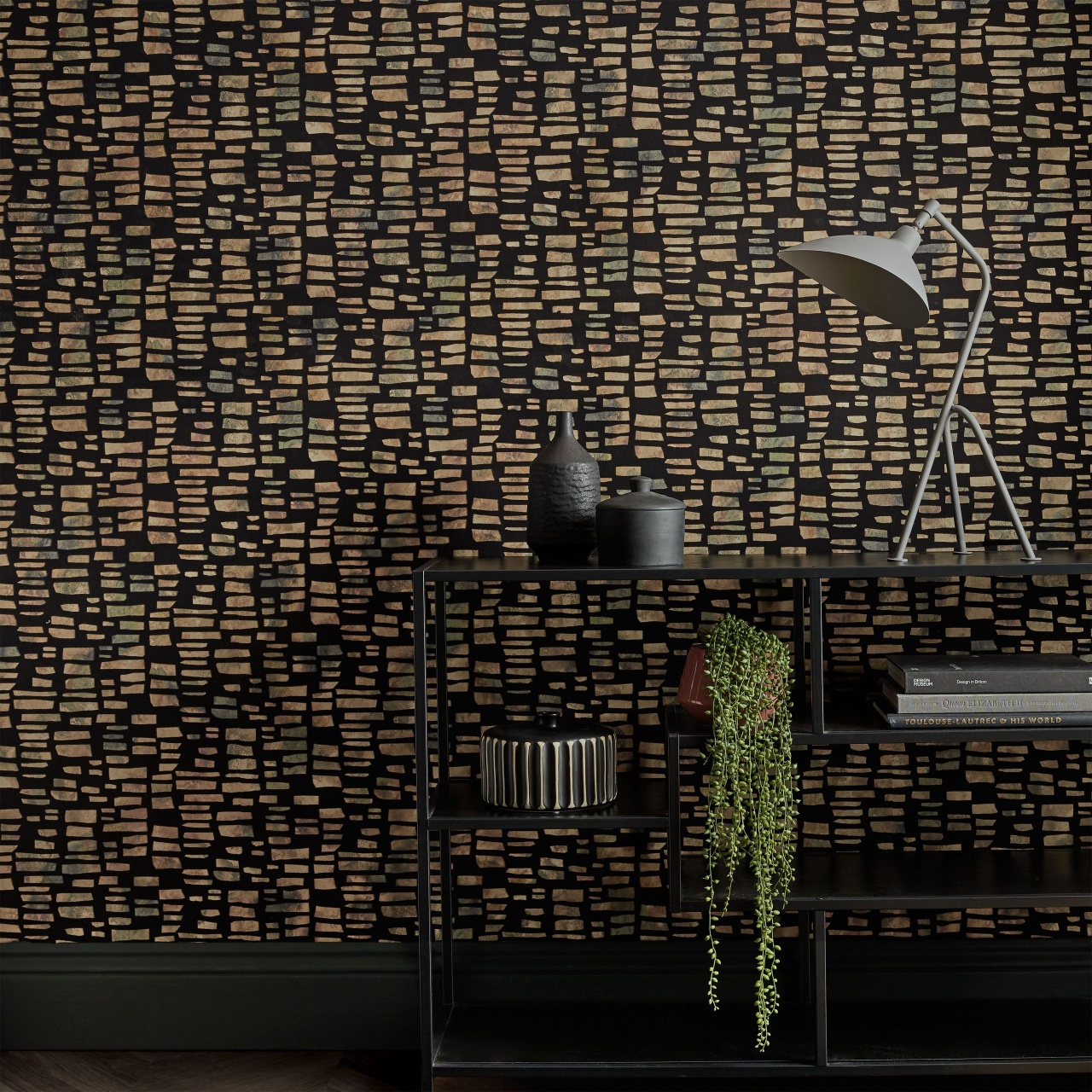 Tapet, Fusion, Bracken Black Luxury Flock, 1838 Wallcoverings, 5.3mp / rola