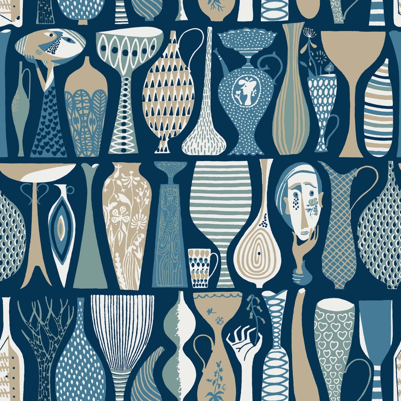 Tapet lavabil, Stig Lindberg Pottery 1759, 5.3mp / rola - 2