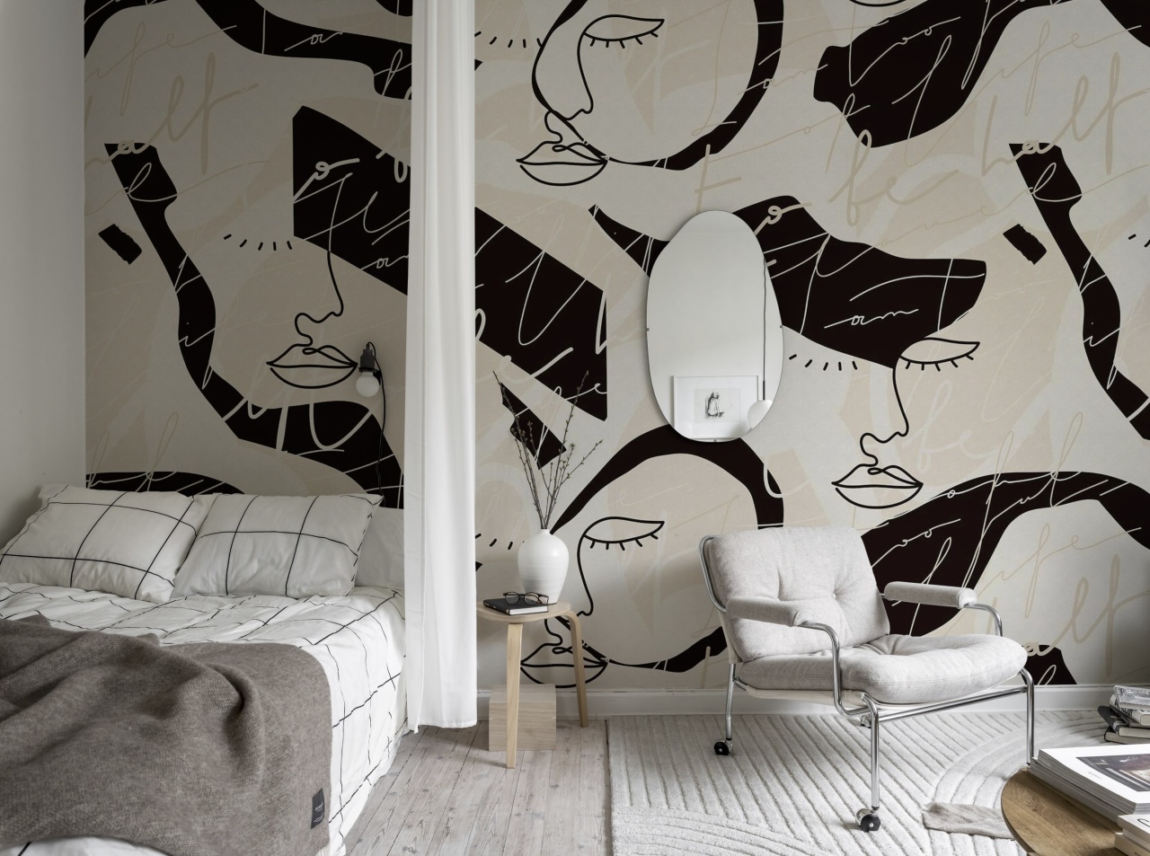 Tapet Lined Faces, Beige, Rebel Walls - 2 | YEO