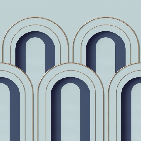Fototapet, 3D Arch Deco, Blue, Dormitor, Rebel Walls - Img 5