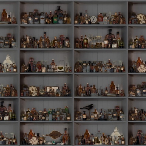 Fototapet, 3D Cabinet of Curios, Night, Rebel Walls - Img 2
