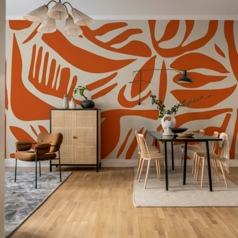 Fototapet, Abstract Leafs, Terracotta, Rebel Walls