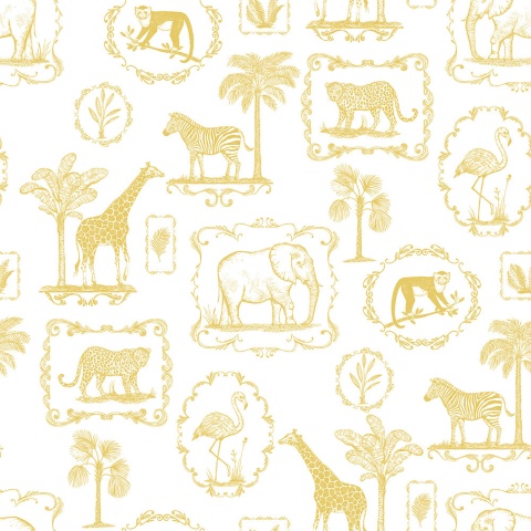 Fototapet, Animal Party, Yellow, Rebel Walls - Img 2