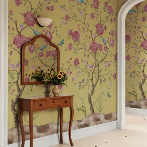 Fototapet, Chinoiserie Botanica, Red, Rebel Walls