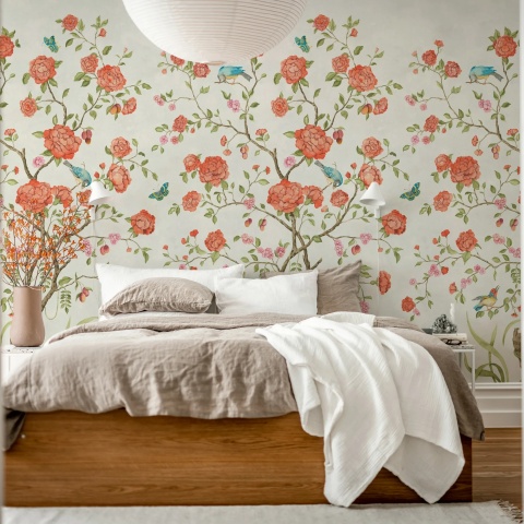 Fototapet, Chinoiserie Botanica, White, Rebel Walls - Img 3