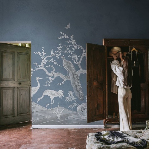 Fototapet, Chinoiserie Lace, Navy Blue, Rebel Walls - Img 7