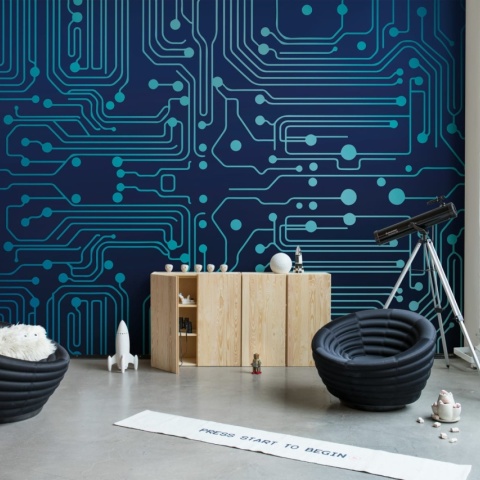 Fototapet, Circuit Board, Blue, Rebel Walls