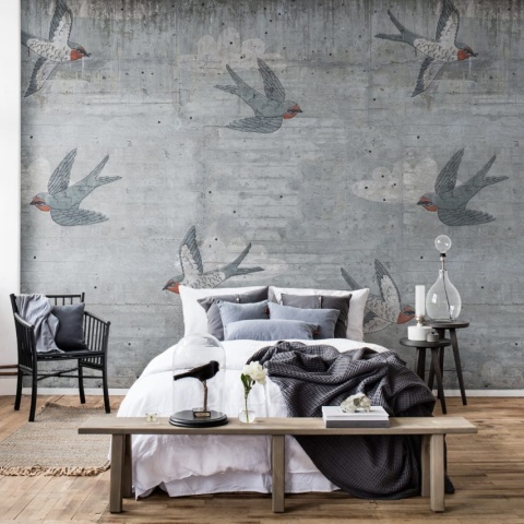 Fototapet, Concrete Art, Swallow, Rebel Walls - Img 3