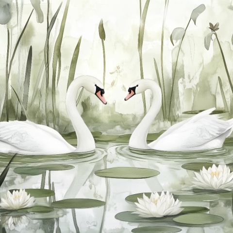 Fototapet copii, In love swans 019 - Img 2
