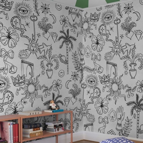 Fototapet, Doodle, White, Rebel Walls - Img 5