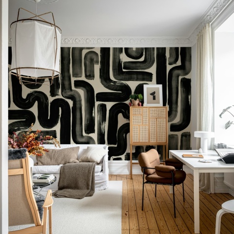 Fototapet, Drape Brush, Black, Rebel Walls