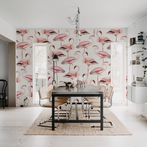 Fototapet, Flamingos, Soft Pink, Rebel Walls - Img 3