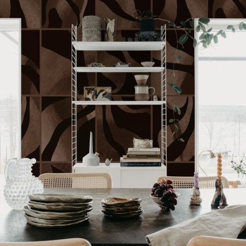 Fototapet, Floating Tiles, Dark Brown, Rebel Walls