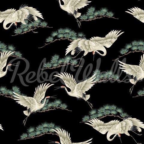 Fototapet, Flying Cranes, Black, Rebel Walls - Img 2