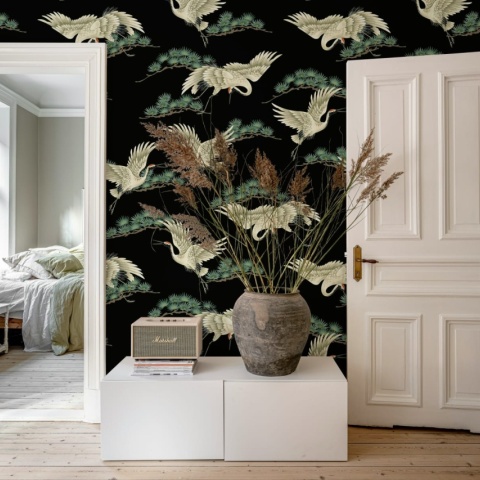 Fototapet, Flying Cranes, Black, Rebel Walls - Img 3