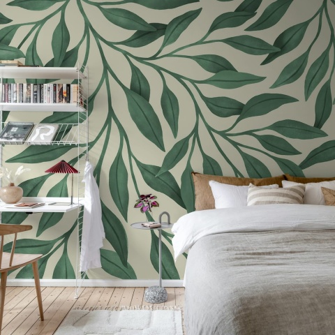 Fototapet, Giant Leaves, Dark Green, Rebel Walls - Img 3