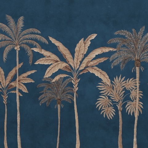Fototapet, Golden Palms, Blue, Rebel Walls - Img 2