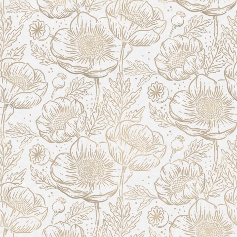 Fototapet, Golden Poppy, White, Rebel Walls - Img 5