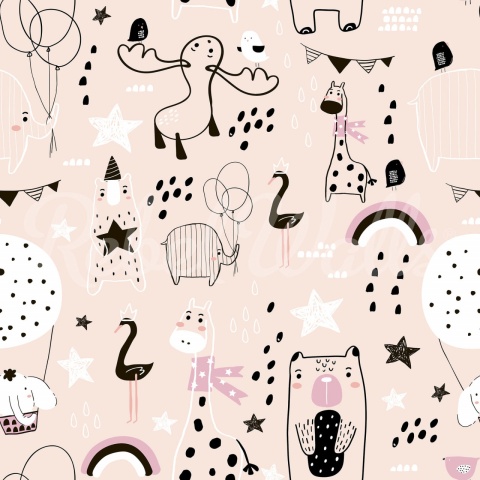 Fototapet, Happy Animals, Pink, Rebel Walls - Img 5