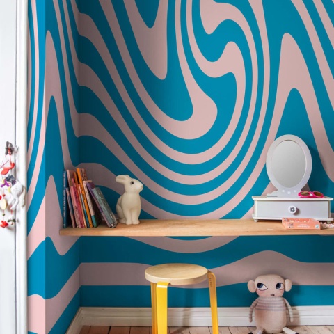Fototapet, Happy Wobbly, Pink &amp; Blue, Rebel Walls - Img 4