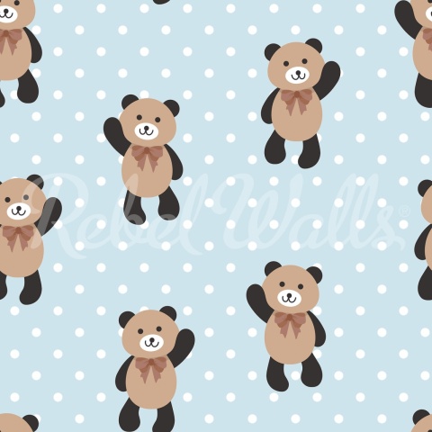 Fototapet, Hello Bear, Baby Blue, Rebel Walls - Img 2
