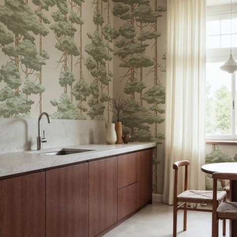 Fototapet, Highland Pines, Light Green, Rebel Walls