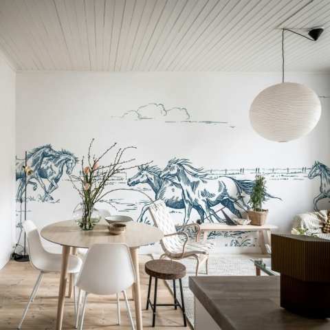 Fototapet, Horses Herd Grand, Blue, Rebel Walls