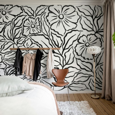 Fototapet, Ink Flowers, Black, Rebel Walls - Img 3