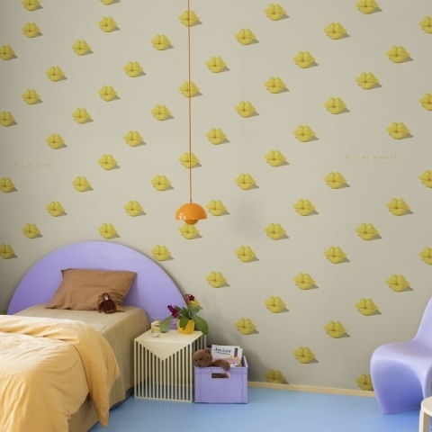 Fototapet, Kissing Booth, Yellow, Rebel Walls
