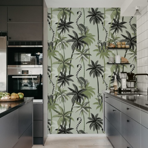 Fototapet, Lemur Palms, Green, Rebel Walls - Img 3