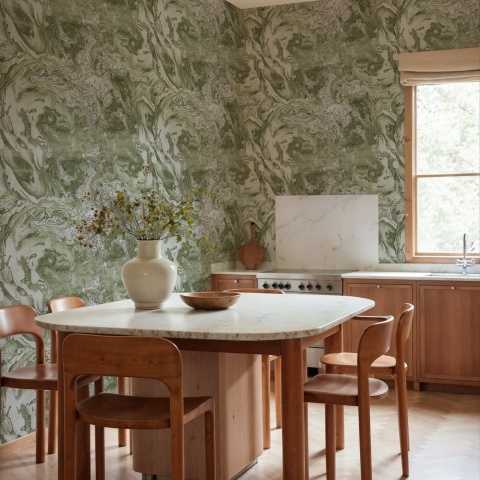 Fototapet, Marble Flow, Green, Rebel Walls - Img 3