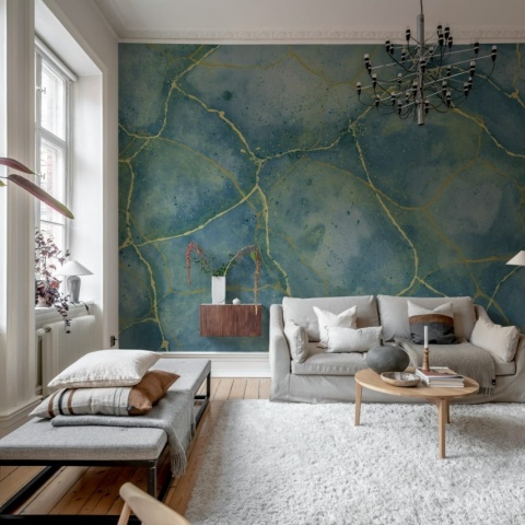 Fototapet, Marble Watercolor, Blue, Rebel Walls
