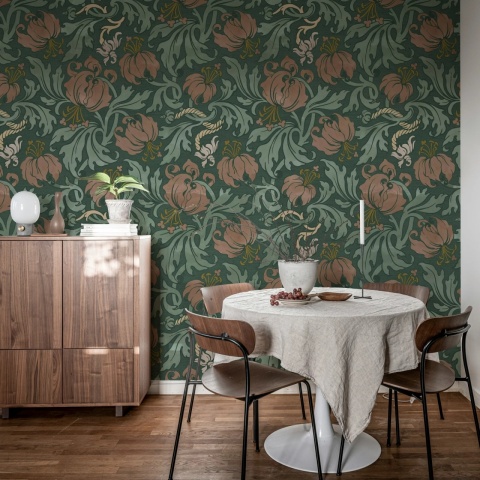 Fototapet, Midnight Peony, Burgundy, Rebel Walls - Img 3