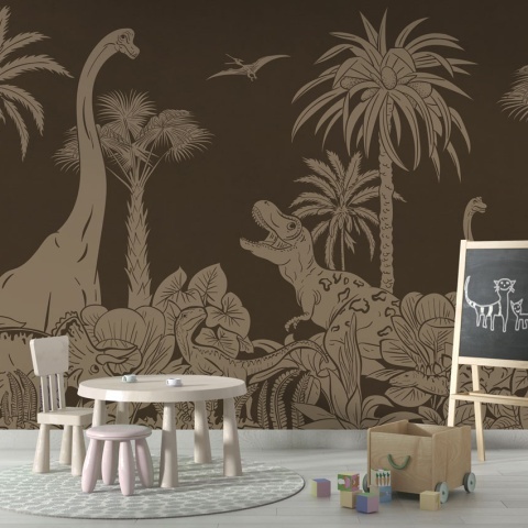 Fototapet Monochrome Dino - Brown Vintage, Kikki Belle - Img 4