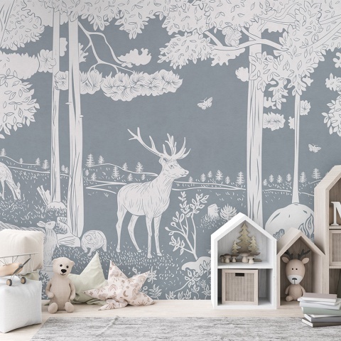Fototapet Monochrome Forest - Blue, Kikki Belle - Img 3