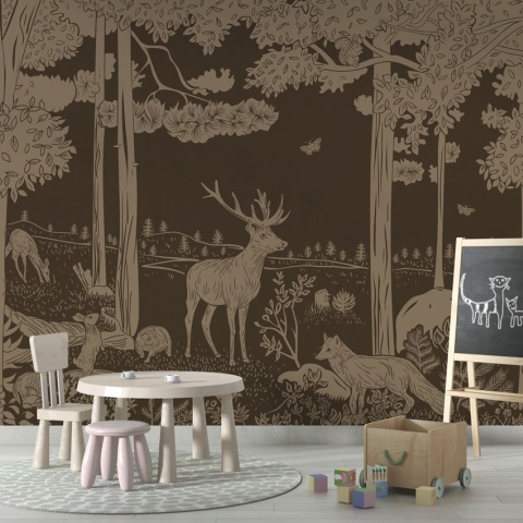 Fototapet Monochrome Forest - Brown Vintage, Kikki Belle - Img 4