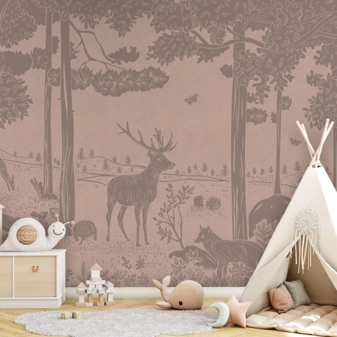 Fototapet Monochrome Forest - Pink Vintage, Kikki Belle - Img 5